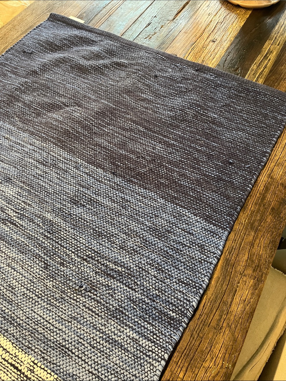 Handwoven Blue Gradient Cotton Rug - Picture 2 of 11